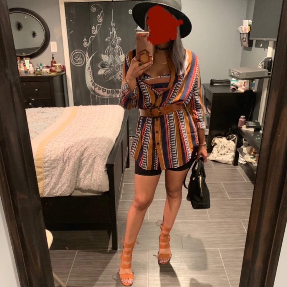 Tribal print button down shirt
